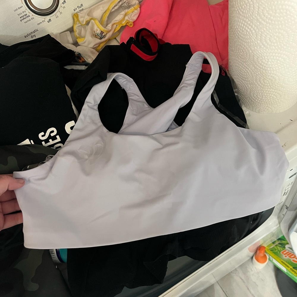 lululemon athletica light gray “strappy-back” sports bra